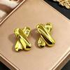 Stainless Steel High-end Gold Earrings, Niche Design Light Luxury Metal Studs, Temperament Earrings
