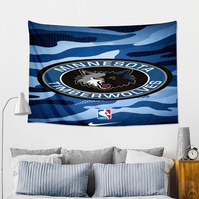Timberwolves Logo Printed Tapestry, Fabric Tapestry Wall Hanging Decoration for Bedroom, Living Room, Dorm Room Home Party Fan Gifts