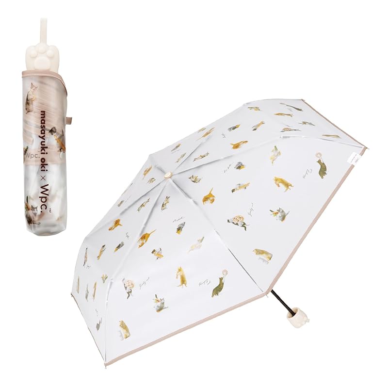 

Wpc. [Vinyl umbrella] Masayuki Oki x Wpc. Paw plastic umbrella nyan mini beige folding umbrella Main bone 49cm ladies handle Puni Puni cat Fashionable