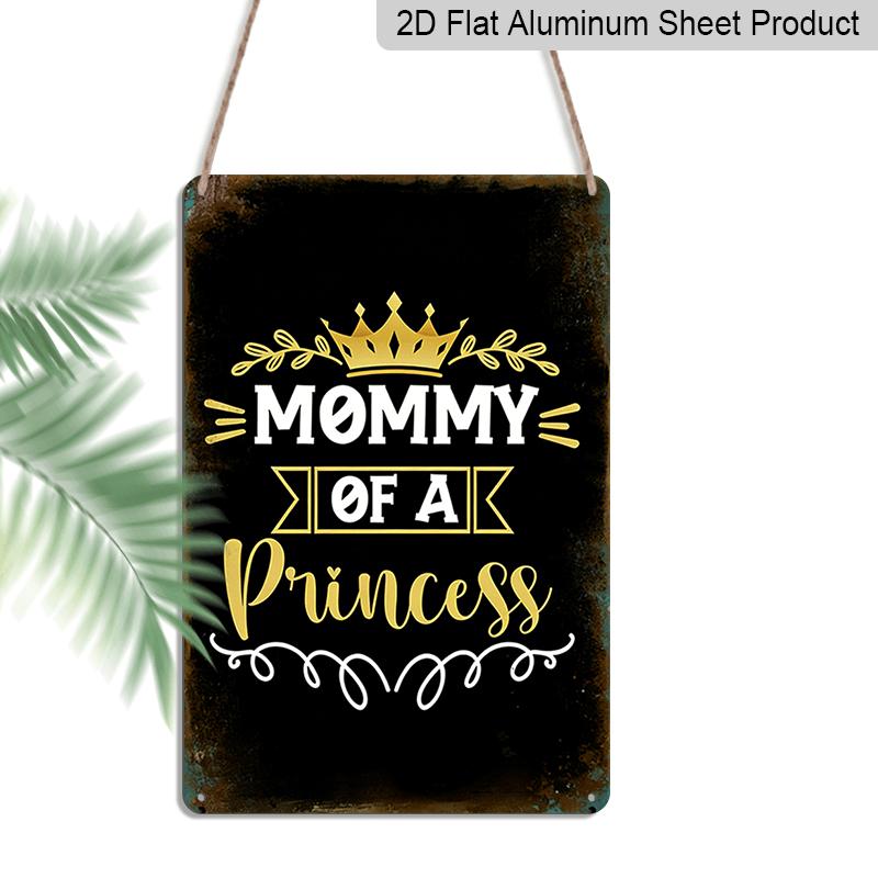 

2D Flat, 1pc Vintage Mommy of A Princess Aluminium Sign - 8 x12 Rustic Family Decor, Gold Crown Wall Art, Perfect Mother s Day Gift for Mom 20*30cm