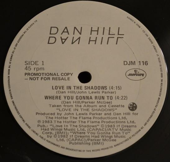 

LP Record DAN HILL Love In The Shadow DJM116PROMO Mercury 1983 Canada Pop Used