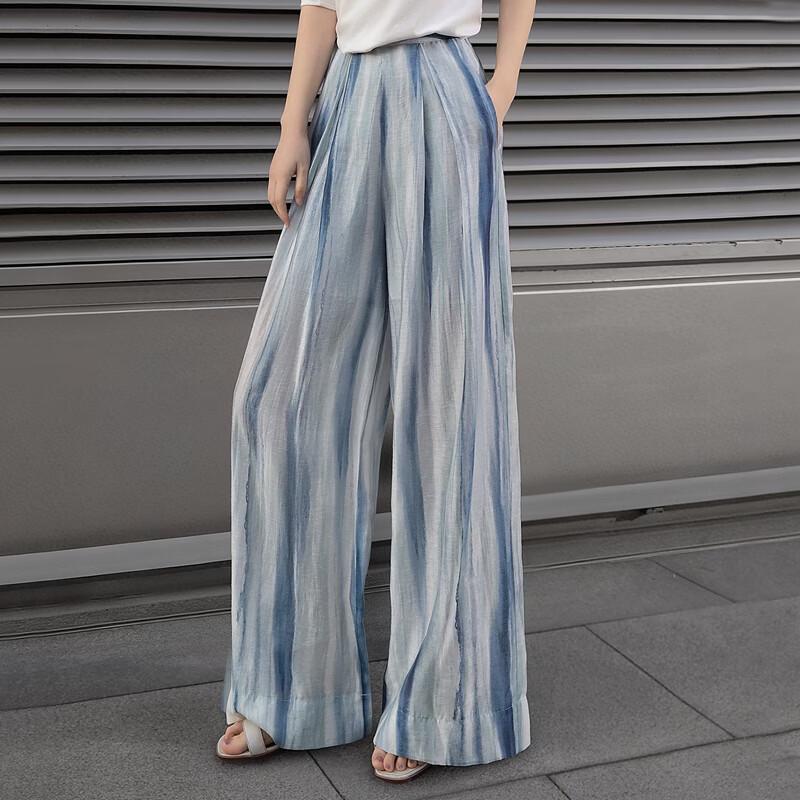Women's Linen Blend Tie-Dye Wide-Leg Pants
