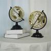 Artistic Modern World Globe Sculpture with Exposeds Wire Structure and Golden Base