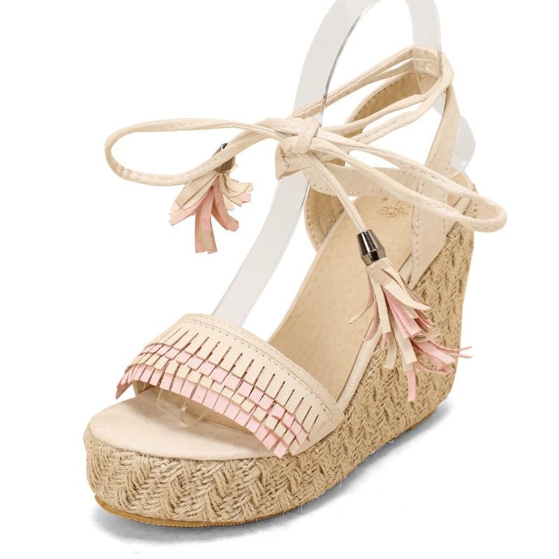 Fashion Ankle Straps Women's Sandals Platform Wedge Summer Shoes For Women High Heels Gladiator Flip Flops Ladies Party Shoe Large Size