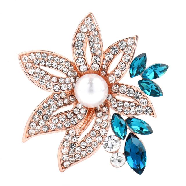 Strass Perle Blume Broschen Für Frauen Designer 2-Farbig Pflanze Blume Hochzeiten Party Brosche Anstecknadel Geschenke