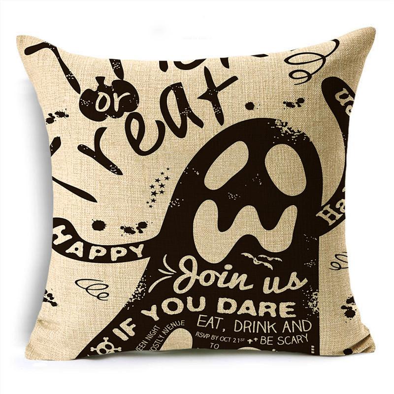 Fashion Happy Halloween Cartoon Patterns Pumpkin Ghost Linen Throw Pillowcase Decorative Cushion Cover For Sofa Livingroom Party