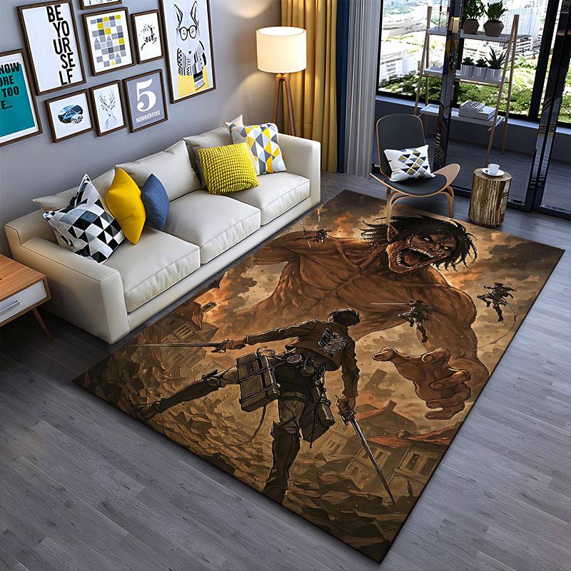 Epic Attack Giant Battle Scene suitable as a non-slip mat for the living room or bedroom sofa