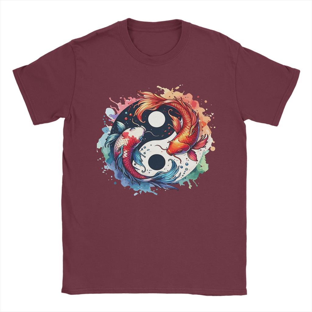 Yin Yang Koi Fish Tshirt Beach Y2k Funny Tshirts Cotton Hip Hop Tshirt For Unisex Shortsleeve Casual Tees