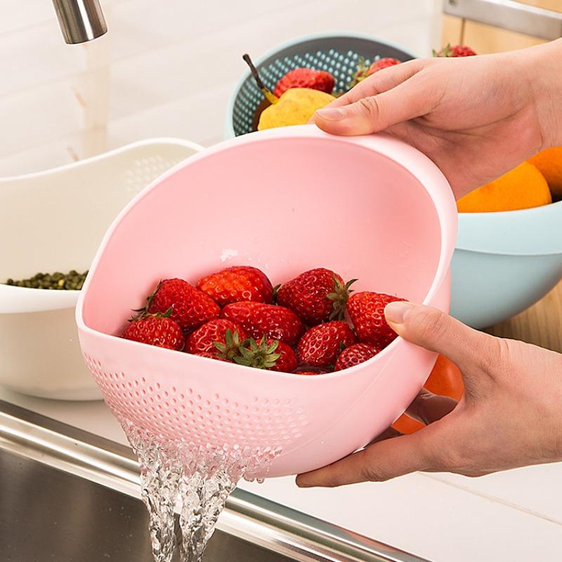 Food Grade Plastic Rice Strainer Vegetable Washing Basket Fruit Vegetable Washing Drain Basket Kitchen Multi-purpose Storage