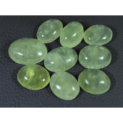 20-24 MM Natural Prehnite Ring Size Oval Cabochon Loose Gemstone 09 Pcs Lot C-1744