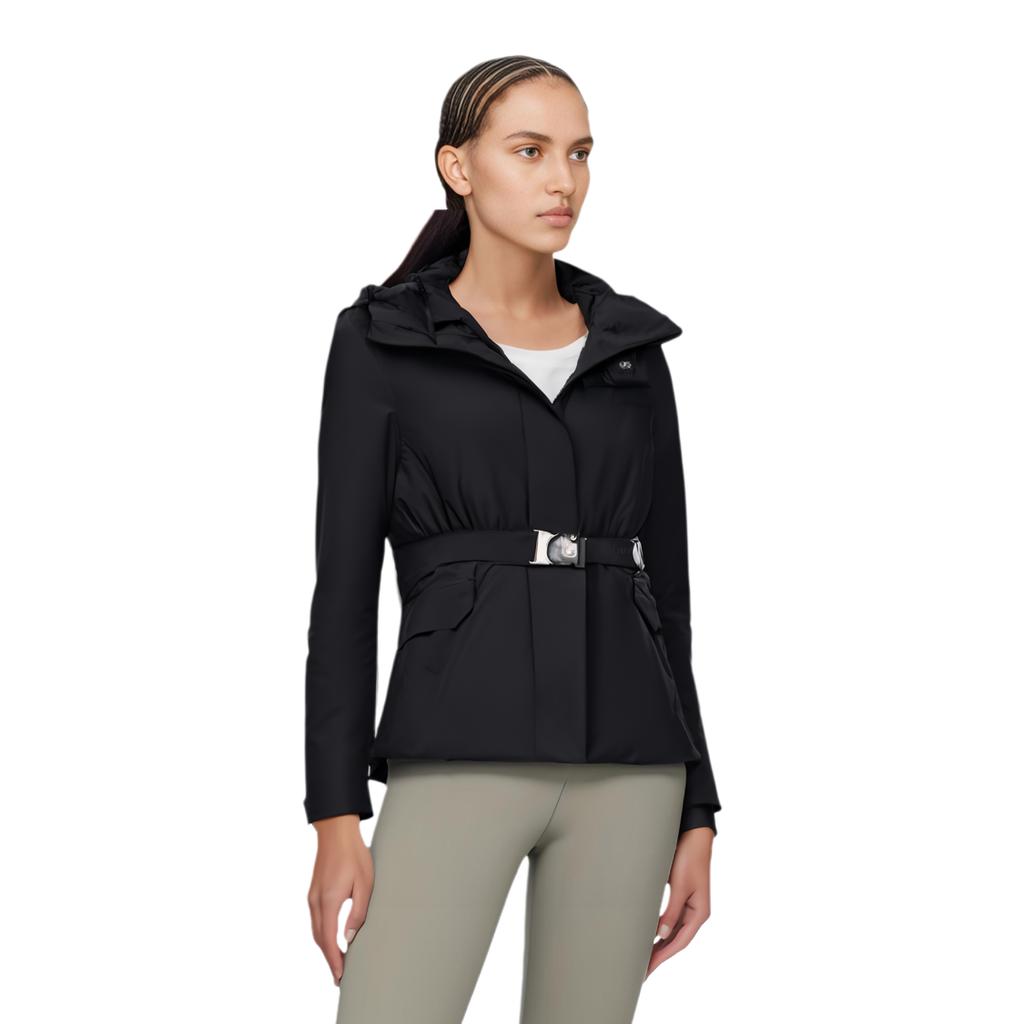 Fila Golf Series Fashion Waist-Defining Hooded Down Jacket Women Outerwear Deep-Black A11W445920FBK