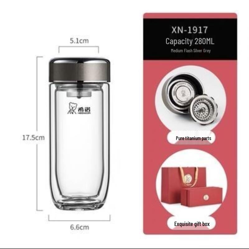 Xinuo Double-Wall Glass Tea Tumbler with Filter