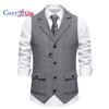 Przytulny męski tweedowy garnitur Vintage kamizelka wełniana kamizelka w jodełkę na studniówkę Groomsmen