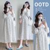 Hepburn Style Butterfly Jacquard Maternity Dress - High Quality, Long Sleeve, Early Spring 2026 Collection