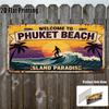 D Plat pc Vintage Phuket Thailand Strand Kentekenplaat Thaise Schrift Engelse Belettering Metalen Bord Muurkunst voor Auto