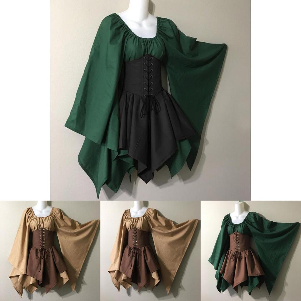 Atemberaubendes Gothic Mittelalter Renaissance Waldelfen Feenkleid für Cosplay und Partys
