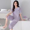 Pajamas Women's 1011 New Spring and Summer Thin Short-sleeved Large-size Cropped Pants Loungewear Modal Suit