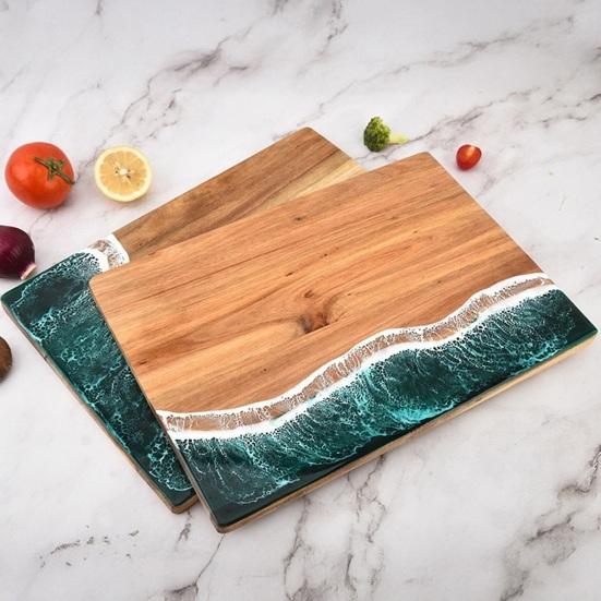 Personalized Cutting Board with Ocean Resin Custom Charcuterie Board Engraved, Decorative Wood Cutting Board Wedding Gift, Unique Resin Cutting Board
