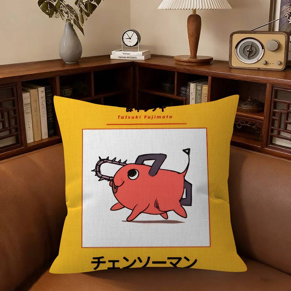 Anime Cchainsaw Man Pochita Cushion Cover Inches Farmhouse Decor Home Throw Pillow Covers for Couch Decorations