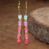 Fire Pink Opal Beaded Earrings: Sterling Silver Dangle Earrings