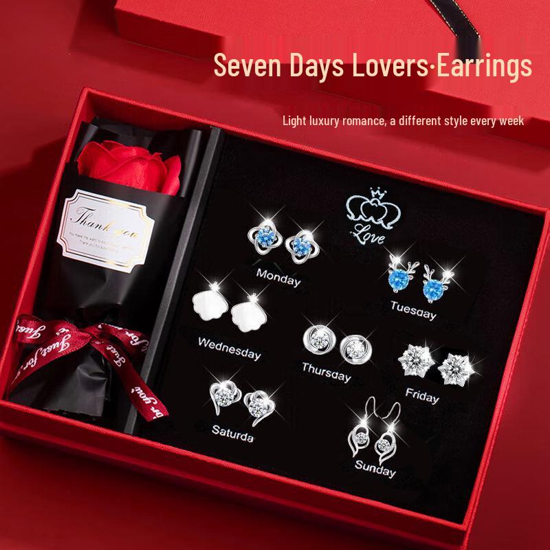 Sterling Silber 925 Ohrstecker Set - Elegant Leichter Luxus für Geburtstags- oder Weihnachtsgeschenke für Mädchen