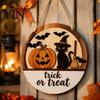Halloween Door Sign Layered Round Hanger, 3D Pumpkin Ghost Owl Wood Welcome Sign, Handmade Farmhouse Front Wall Hanging Decor for Home Store