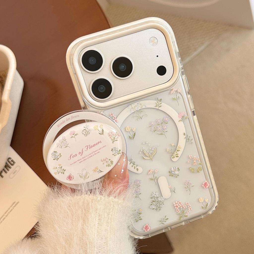 Flower Magnetic Mount Phone Case for iPhone 16, iPhone 17, and iPhone 17 Pro Max