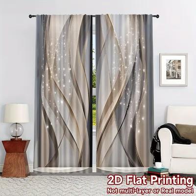 2Pcs Shining Curve Print Curtains,suitable for Bedroom,living Room Kitchen Decoration,home Decoration,window Decoration