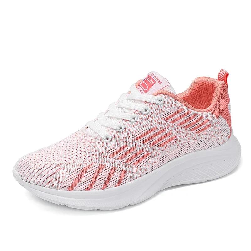 Women Flying Weave Soft Casual Sneakers Ladies Non-Slip Fashion Jogging Shoes Lightweight Four Seasons Breathable Running Shoes