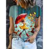 Fashionable Casual Comfortable Breathable Short Sleeved Round Neck T-shirt Summer Large Loose Creative Portrait 3D Printed Women's T-shirt