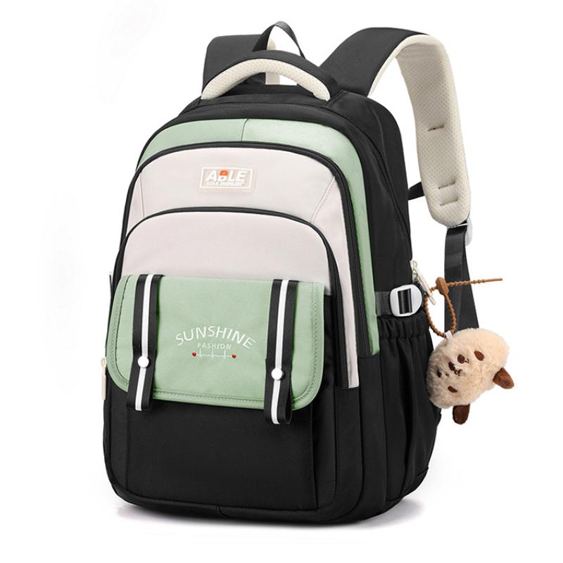 Fashion Contrasting Color Junior High School Girl Schoolbags Widened Reinforced Shoulder Strap Teenager Backpack Lightweight Large Capacity Book Bag