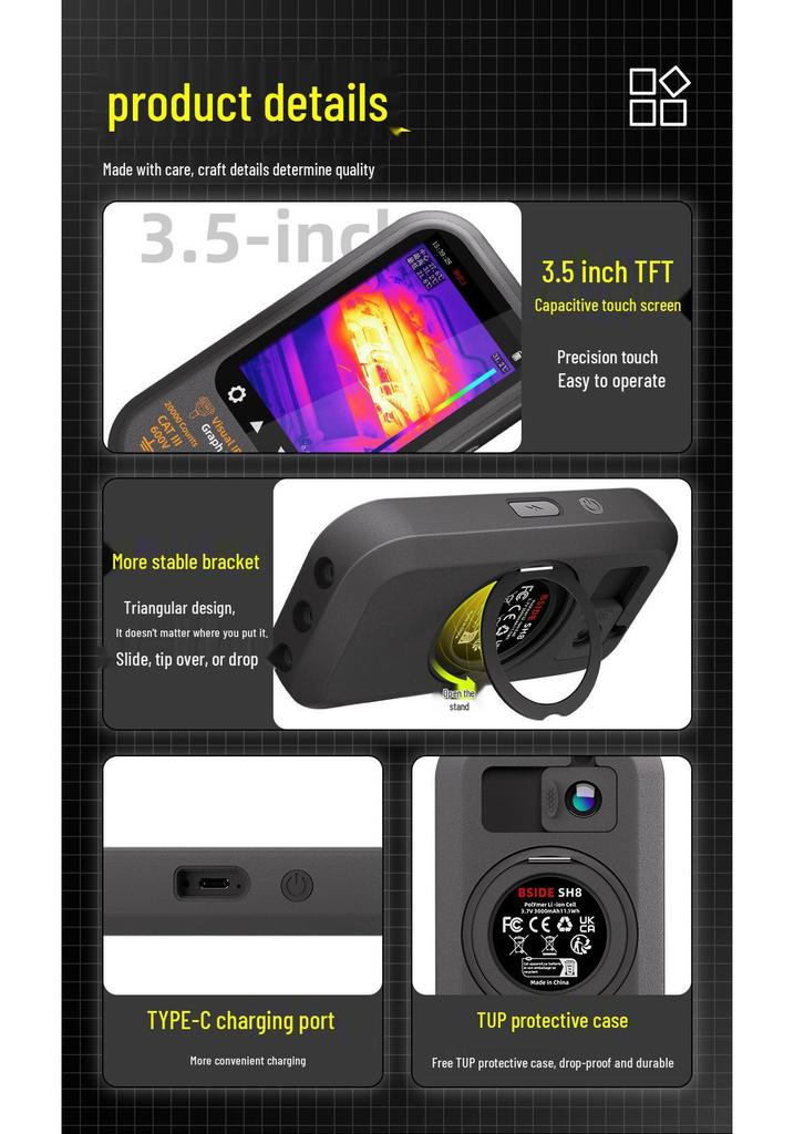 SH8 HD Infrared Thermal Multimeter for Floor Heating Leak Detection and Electrician Repairs