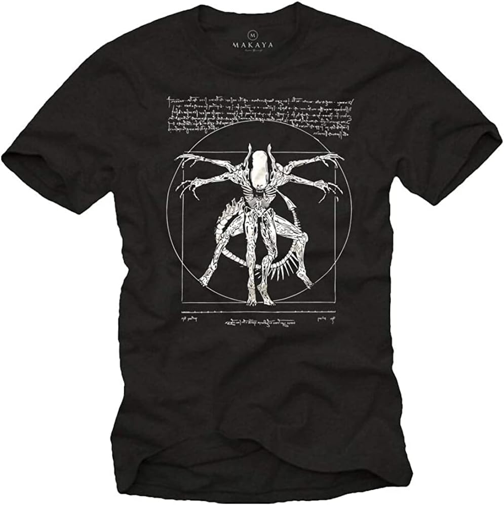 Da Vinci Mens T Shirt with Alien Evolution Men Gamer Nerd Area 51 Shirt XS чёрный