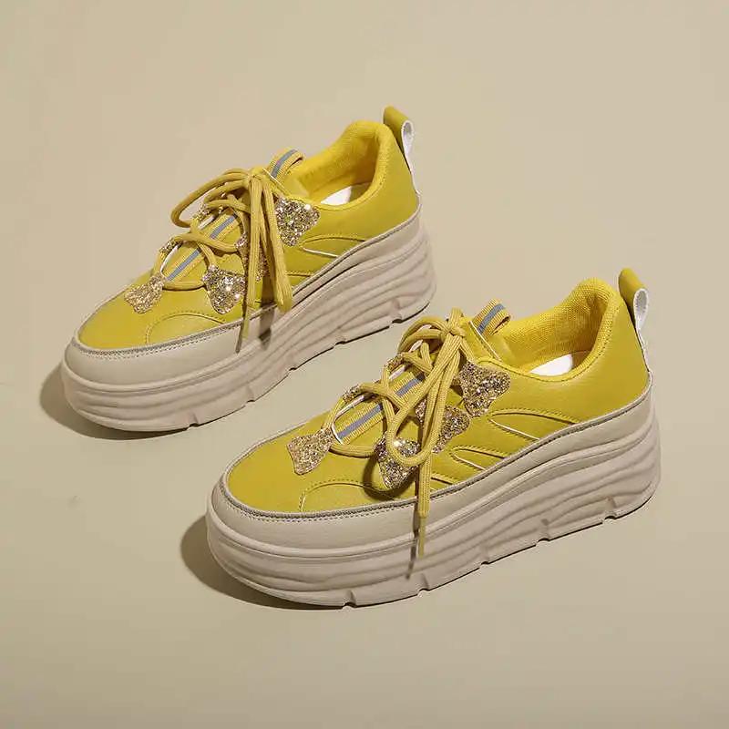 Thick Sole Perforated Shoes Woman Wide Heel Oxford Brand Luxury Women Ladies Platform Sneakers Sports Athletics Trend