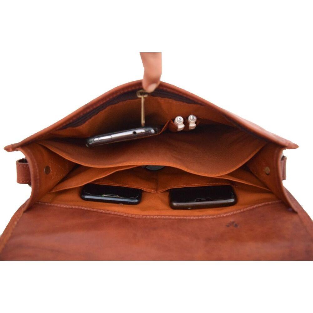 Goat Leather Satchel Messenger Bag iPad Tab Handbag Crossbody Sling Bag