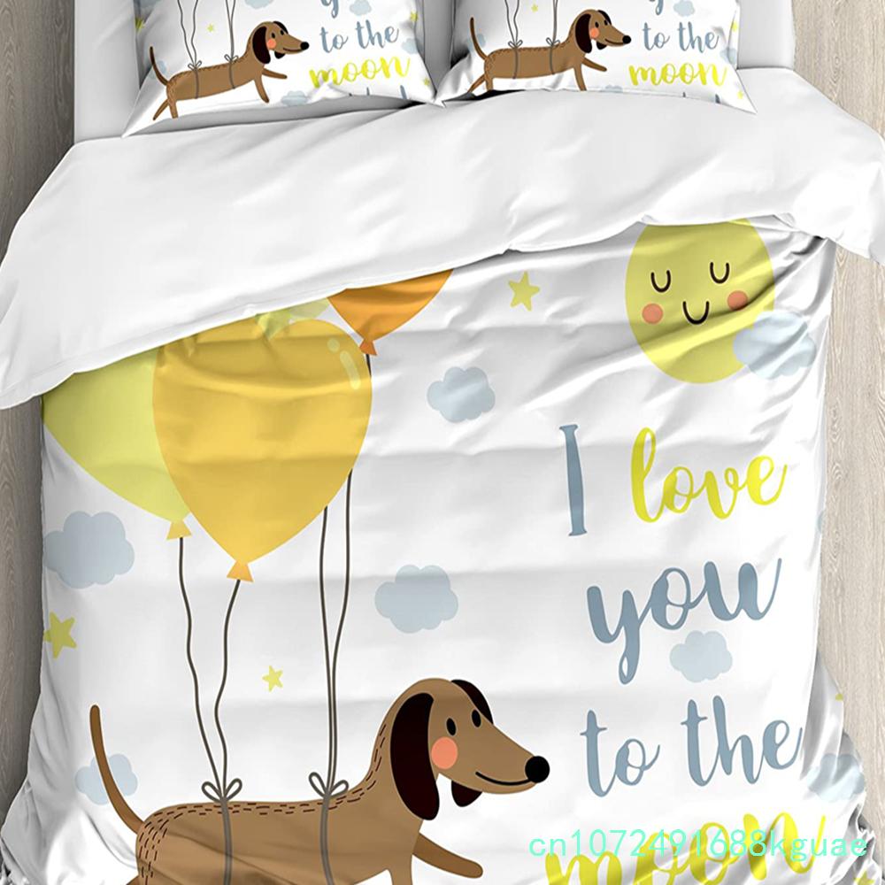 3pcs Bedding Set Cartoon Hot Air Balloon Home Textile Duvet Cover Pillow Case Boy Kid Teen Girl Bedding Covers Set