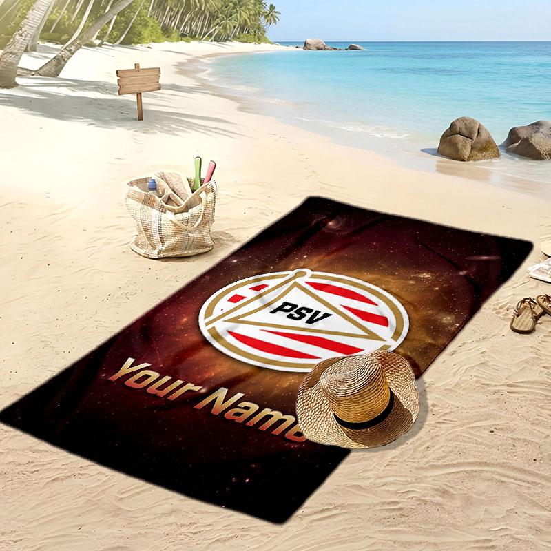 PSV Eindhoven FC Telo da Spiaggia Stampato Personalizzato Logo Calcio Supporto Nome Personalizzato Testo Asciugamano Assorbente Per Sport Viaggio Regalo Speciale