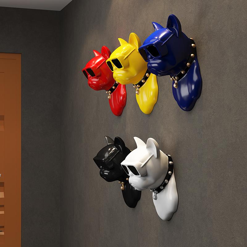 Wall mounted decor Creative Fighting Dog Head Wall Pendant Bar coffee shop restaurant background wall decor ornament sculpture
