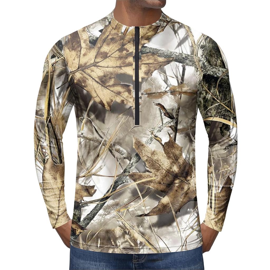 Herren Langarm Fahrradtrikot Atmungsaktiv Schnelltrocknend Halber Reißverschluss Pullover Leichtes Outdoor Sport Oberteil mit Rundhalsausschnitt und Aufdruck