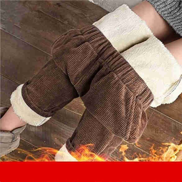 Plüsch Dicke Freizeithose Damen Cord Warm Herbst Winter Leggings Hohe Taille Haremshose Locker Bequeme Hose für Alltag Büro Outdoor