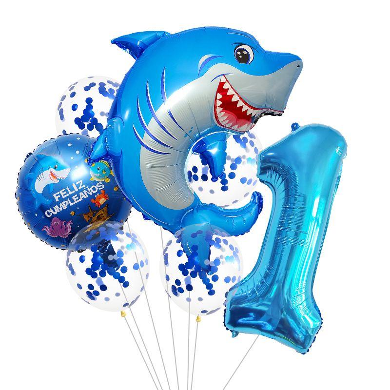 Ocean Theme Balloon Set Kids Birthday Number Balloon Decor