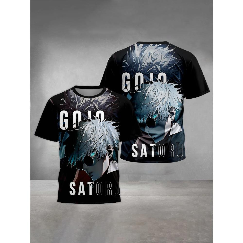 Men's 3D Printed T-Shirt Anime Character Print Short Sleeve O-Neck Pullover Casual Top