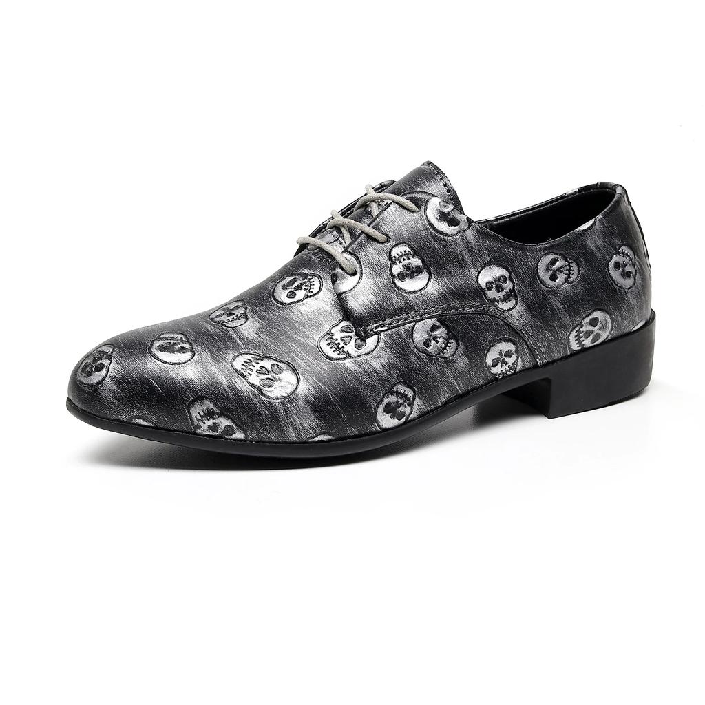 Große Größe 48 49 50 Herren Schnürschuhe aus bedrucktem Leder Trendy Casual Oxfords Stilvolle Kunstleder Partykleid Täglich Büro
