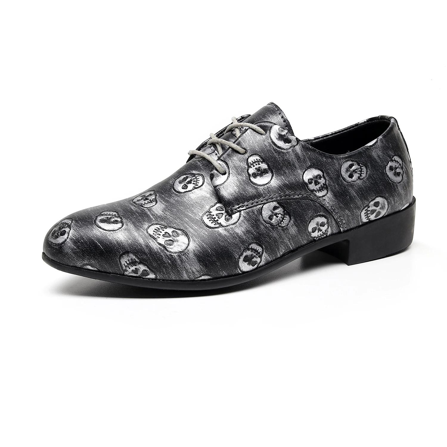 

Big Size 48 49 50 Mens Lace Up Printed Leather Shoes Trendy Casual Oxfords Stylish Artificial Leather Party Dress Daily Office 48 чорний