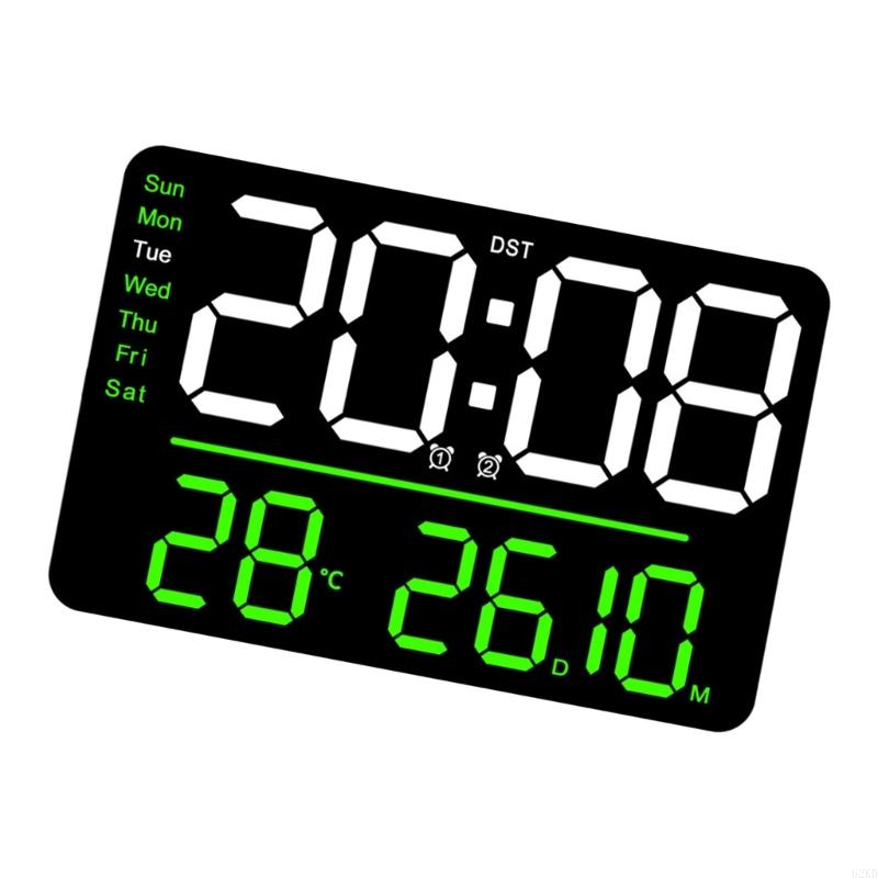 62KD Large Digital Clock Wall Clock with Date Week and Temperature Display Bedroom Office Decors