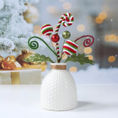 Świąteczne Sztuczne Kwiaty Piki Wesołych Świąt Dekoracja do Domu 2025 Navidad Natal Ozdoba Kwiatowa na Choinkę Noworoczny Prezent 2026