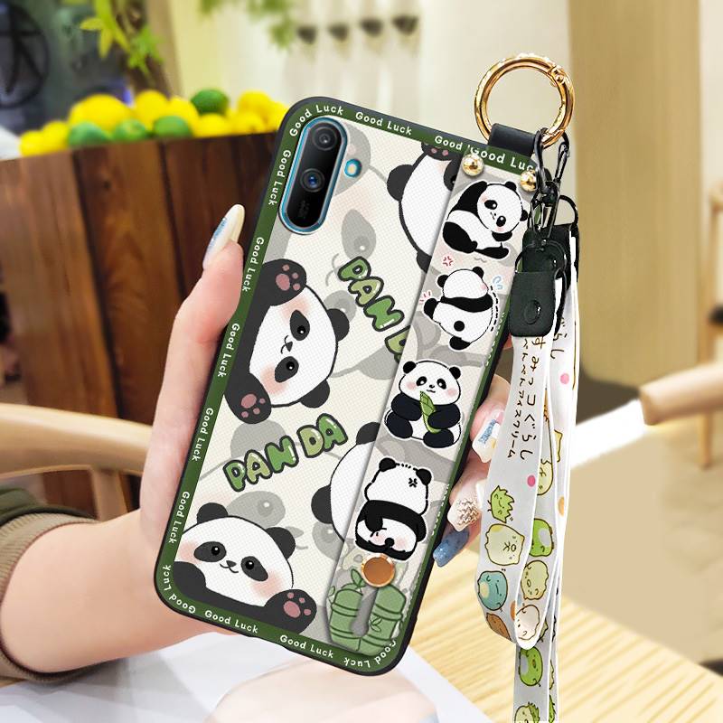 Ring Anti-knock Phone Case For OPPO Realme C3/C3i/Narz N10A Fashion Design Cartoon Dirt-resistant Durable Silicone Panda