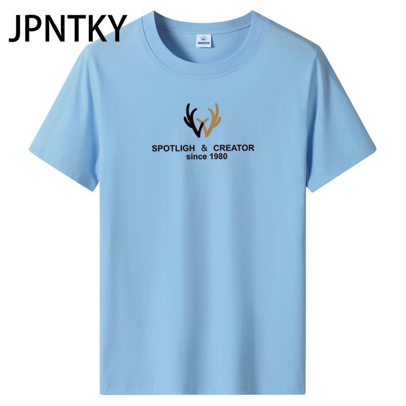 JPNTKY Cotton Short Sleeve T-shirt Men's Fashion Loose Half Sleeve Shirt Printed Compassionate Shirt