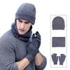 Custom Outdoor Warm Man Acrylic Knitted Winter Beanie Hat Scarf Gloves Set