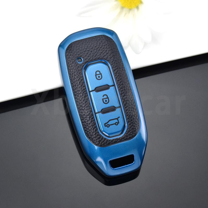 TPU Leather Car Smart Remote Key Cover Case Bag For Ford Territory EV Shell Fob Holder Protector Accessories
